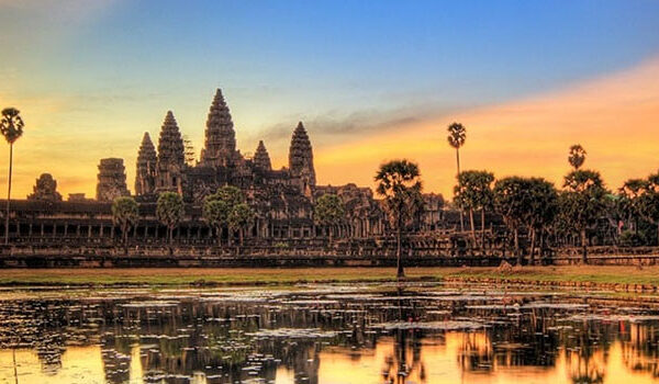 Angkor Wat reflected in the moat at sunrise